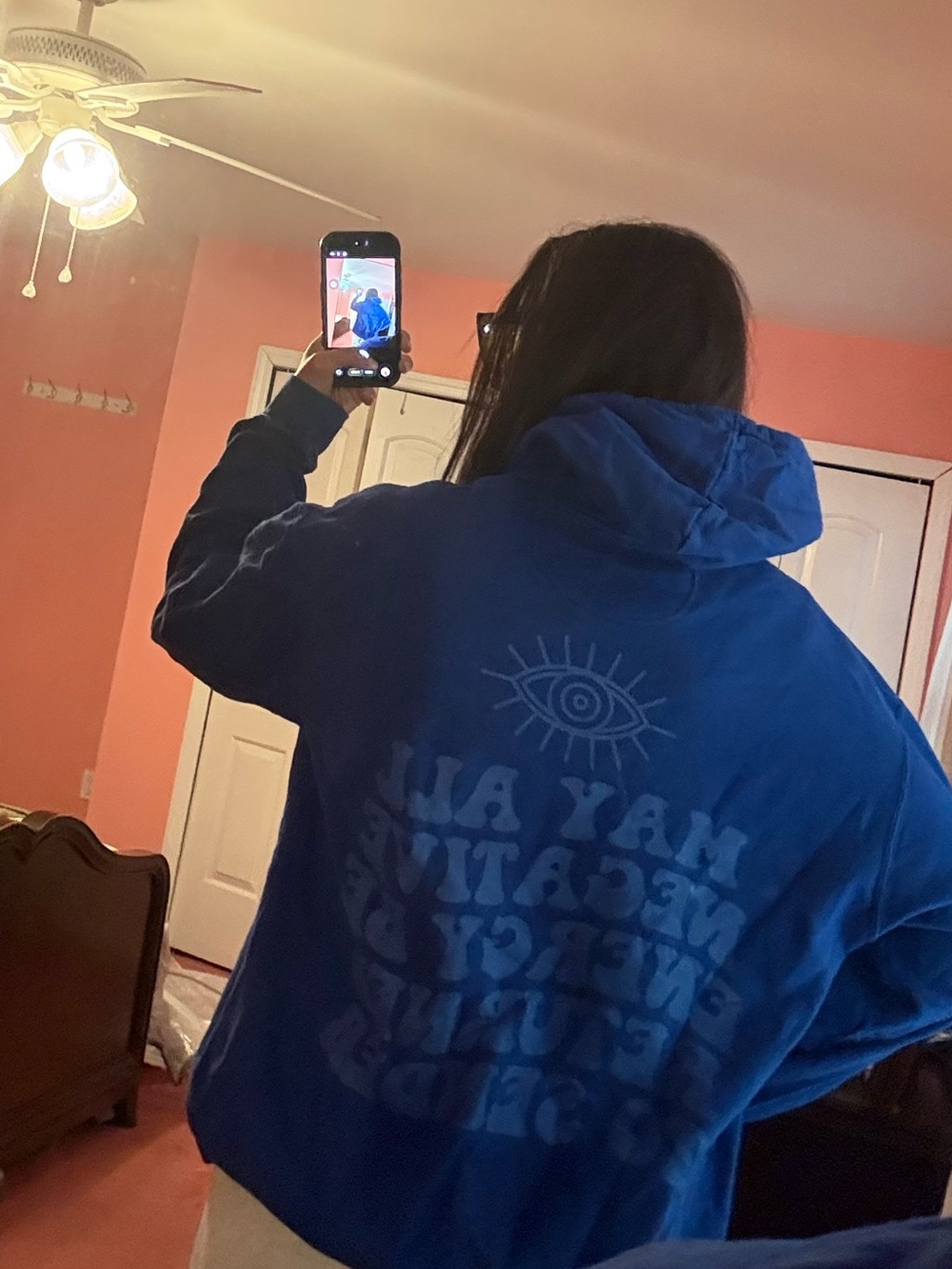 Blue Graphic Hoodie with Eye Motif🧿